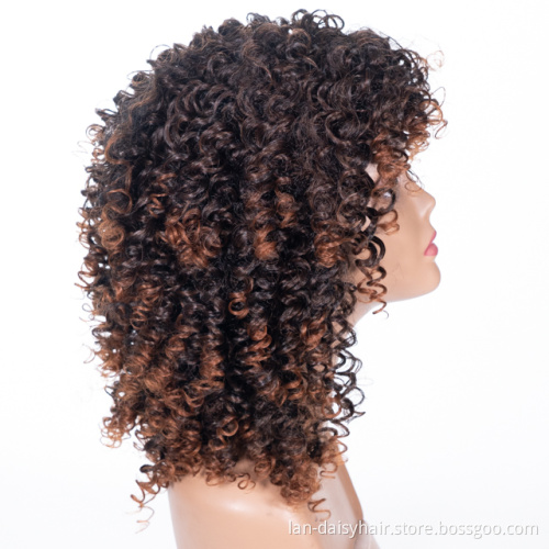 2021 Wholesale Price Curly Wigs with Lace Frontal Ombre Color Synthetic Wigs For Black women